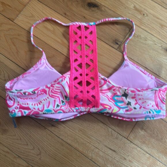 Aerie EUC pink/blue/yellow patterned bikini top Size large - Picture 2 of 5